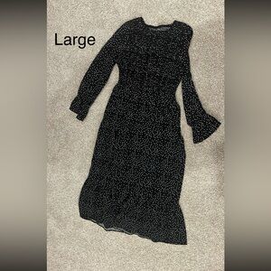 Elegant Black and White Polka Dot Dress